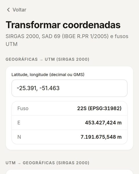 Tela da ferramenta Referenciais e fusos