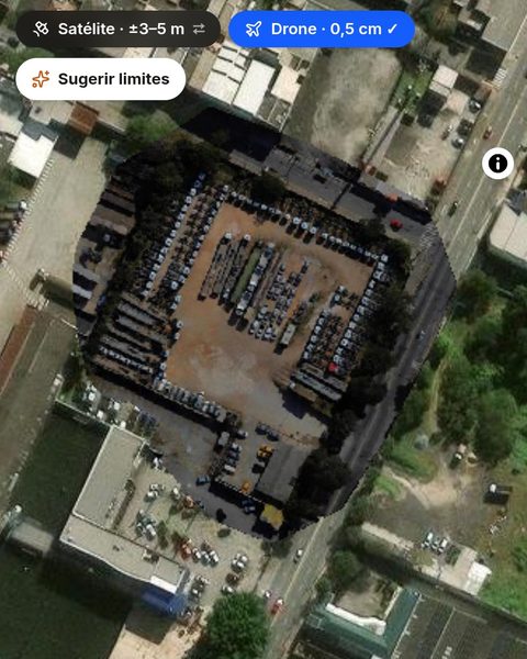Tela da ferramenta Ortomosaico de drone